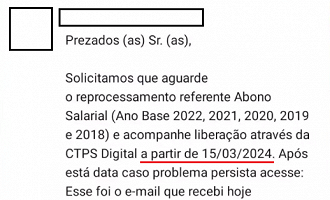 Reprocessamento abono salarial Pis/Pasep