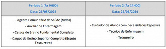 Horários das provas Horários das provas