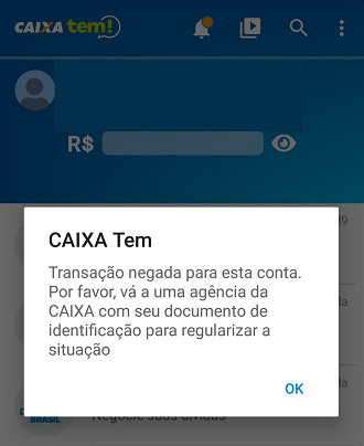 Caixa Tem dá erro de transação negada para esta conta