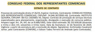 Contrato entre a banca Quadrix e o CONFERE Contrato entre a banca Quadrix e o CONFERE