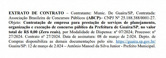 Contrato com a banca organizadora Contrato com a banca organizadora
