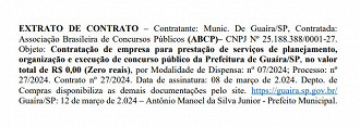 Contrato com a banca organizadora