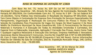 Prefeitura de Nova Xavantina - Banca organizadora contratada Prefeitura de Nova Xavantina - Banca organizadora contratada
