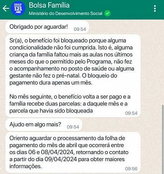 Whatsapp do Bolsa Família tem consulta do pagamento de abril