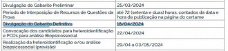 Cronograma do concurso UFPEL