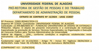 Concurso UFAL: contrato com a banca organizadora