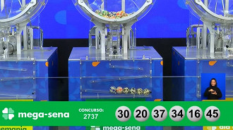 Números sorteados na Mega-Sena 2737. Créditos: Reprodução Números sorteados na Mega-Sena 2737. Créditos: Reprodução