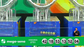 Números sorteados na Mega-Sena 2751. Créditos: Reprodução Números sorteados na Mega-Sena 2751. Créditos: Reprodução