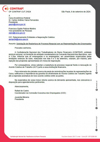 Créditos: Divulgação/Contraf-CUT Créditos: Divulgação/Contraf-CUT