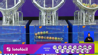 Números sorteados na Lotofácil 3234. Créditos: M3Mídia Números sorteados na Lotofácil 3234. Créditos: M3Mídia