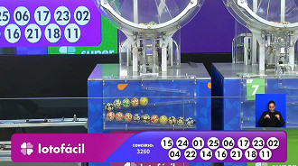Números sorteados na Lotofácil 3260. Créditos: Reprodução Números sorteados na Lotofácil 3260. Créditos: Reprodução