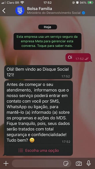 Imagem: Reprodução/WhatsApp