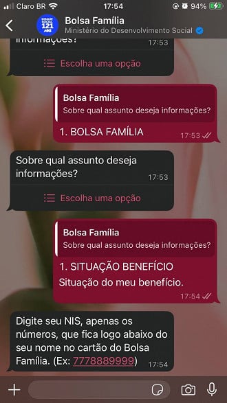 Imagem: Reprodução/WhatsApp