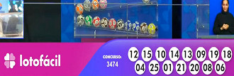Números sorteados na Lotofácil 3474 de 20/08 - Fonte: Caixa