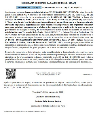 Créditos: Divulgação/DOE-PI Créditos: Divulgação/DOE-PI
