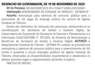 Créditos: Divulgação/ DOE-SP