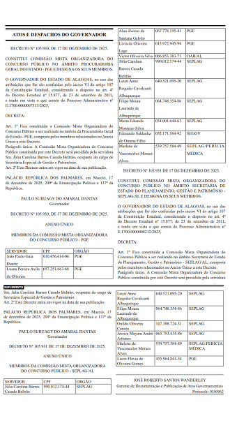 Concurso Alagoa: Seplag define comissão