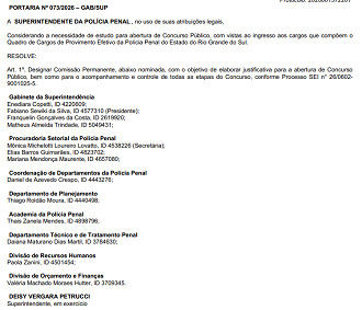 Concurso Polícia Penal RS: comissão definida