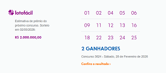 A nova estimativa de prêmio sendo apresentada no site das Loterias Caixa. Créditos: Reprodução.