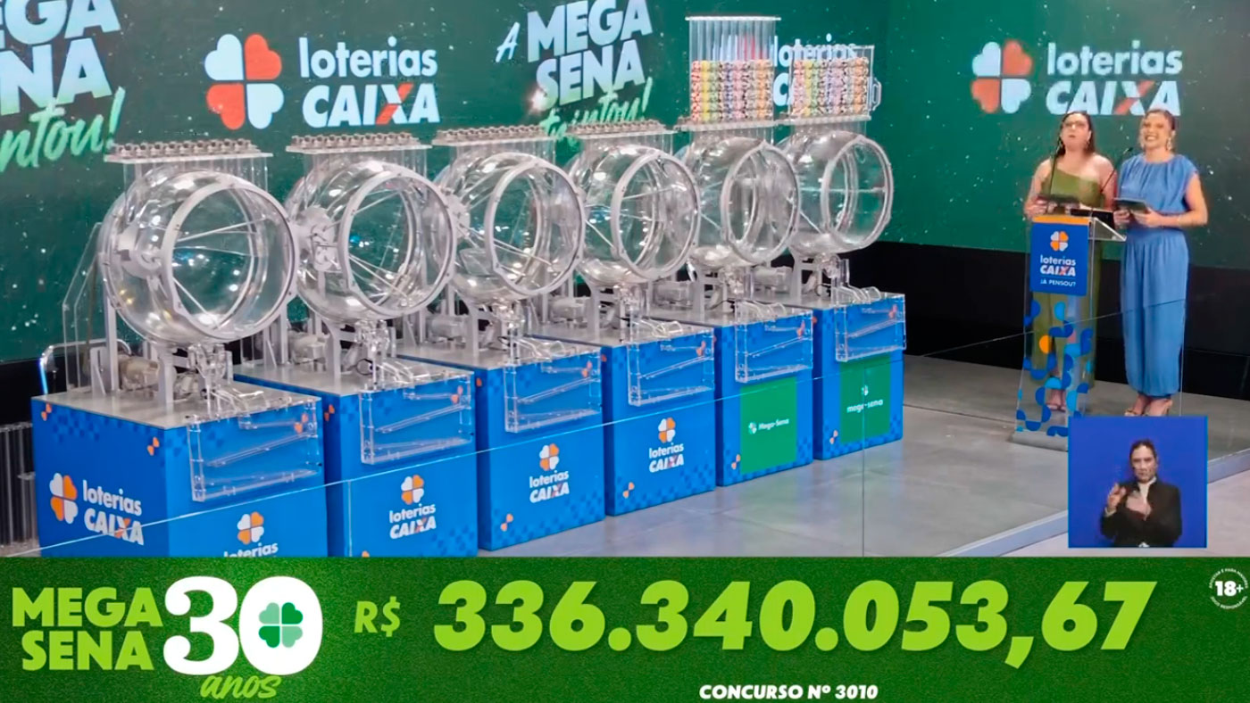 Mega Sena faz sorteio de R$ 336 milhões