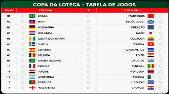 Jogos da Loteca da Copa; concurso paga R$ 5 milhões