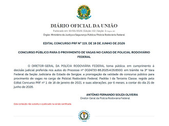 Prorrogação validade concurso PRF/Créditos: Divulgação/DOU