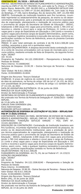 Banca definida concurso SEDUC-PA/Créditos: Divulgação/DOE-PA