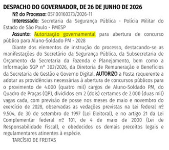 Autorização concurso PM-SP/Créditos: Divulgação/DOE-SP