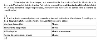 Concurso PMG Porto Alegre-RS/Horário de provas alterado/Créditos: Divulgação/Cebraspe