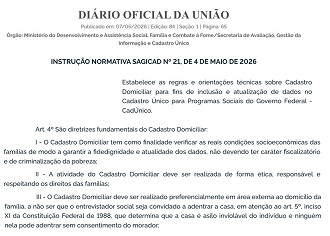 Visitas do CRAS/Créditos: Divulgação/Instrução Normativa SAGICAD Nº 21