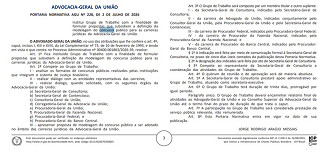 Grupo de trabalho concurso AGU/Créditos: Divulgação/DOU
