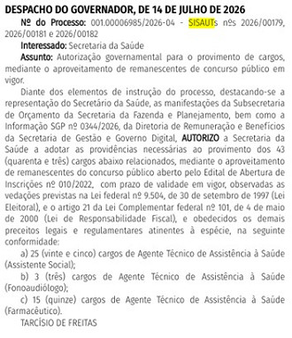 Créditos: Divulgação/DOE-SP