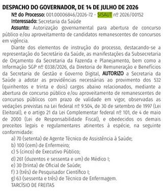 Créditos: Divulgação/DOE-SP