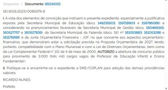 Autorização concurso SME-SP/Créditos: DOE-SP