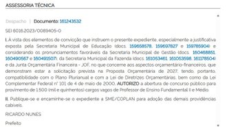 Autorização concurso SME-SP/Créditos: DOE-SP