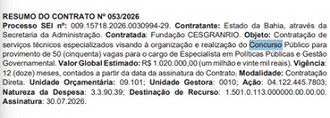 Contrato 53-2026/Créditos: Divulgação/DOE-BA