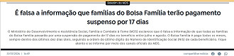 Informativo Bolsa Família/Créditos: Divulgação/MDS