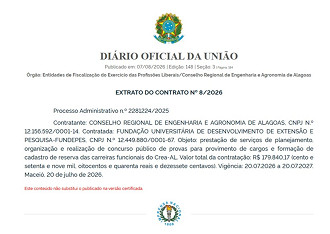Concurso CREA-AL previsto/Créditos: Divulgação/DOU