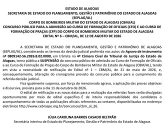 Concurso CBM-AL provas suspensas/Créditos: Divulgação/Cebraspe