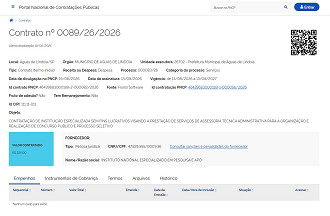 Contrato concurso Águas de Lindoia-SP/Créditos: Divulgação/PNCP