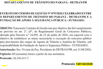 Concurso Detran-PR previsto/Créditos: Divulgação/DOE-PR