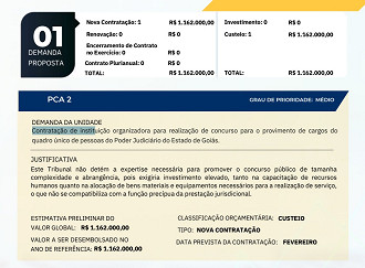 Concurso TJ-GO previsto/Créditos: Divulgação/Plano de Contratação Anual 2027-TJGO