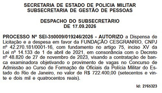 Concurso PMERJ-banca contratada/Créditos: Divulgação/DOE-RJ