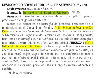 Autorização concurso PM-SP/Créditos: DOE-SP