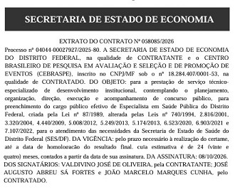 Banca concurso SES-DF/Créditos: Divulgação/DOE-DF