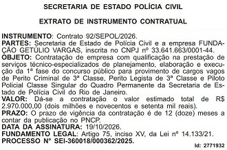 Concurso PC-Rj banca contratada/Créditos: Divulgação/DOE-RJ